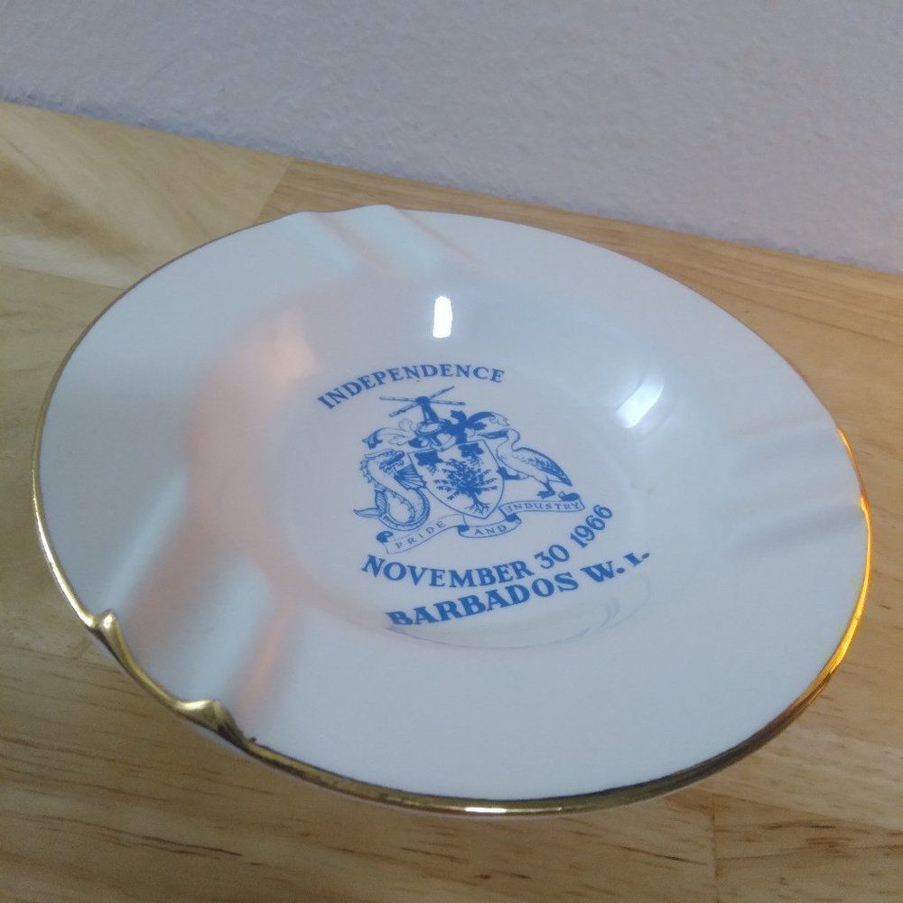 Vintage Barbados Virgin Islands Independence Commemorative Plate Ashtray
